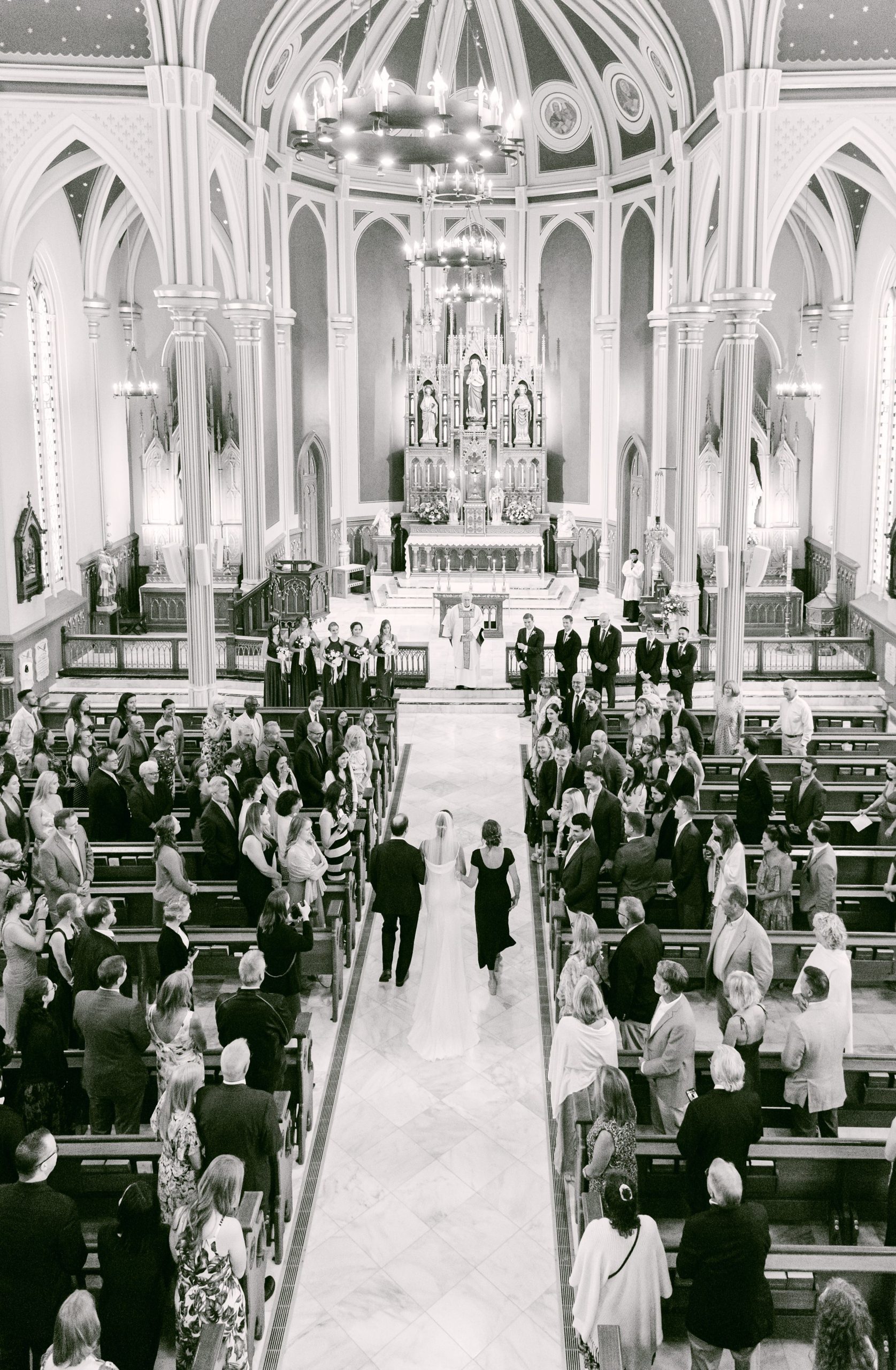 Portland Wedding Photographer, Catholic Wedding, Bride Walking down Aisle